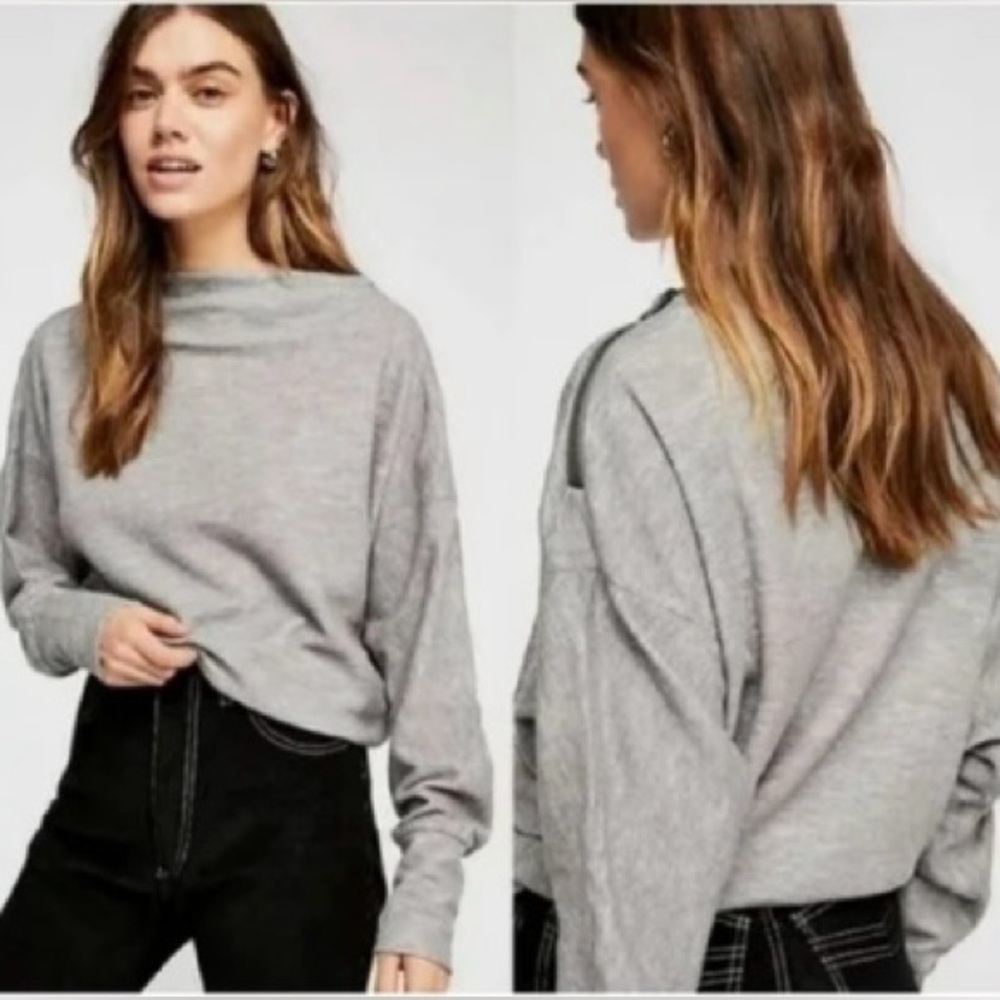 NWT | Hayden LA | Boat Neck Side Zip Dolman Sleeve Ribbed Top | Gray | S